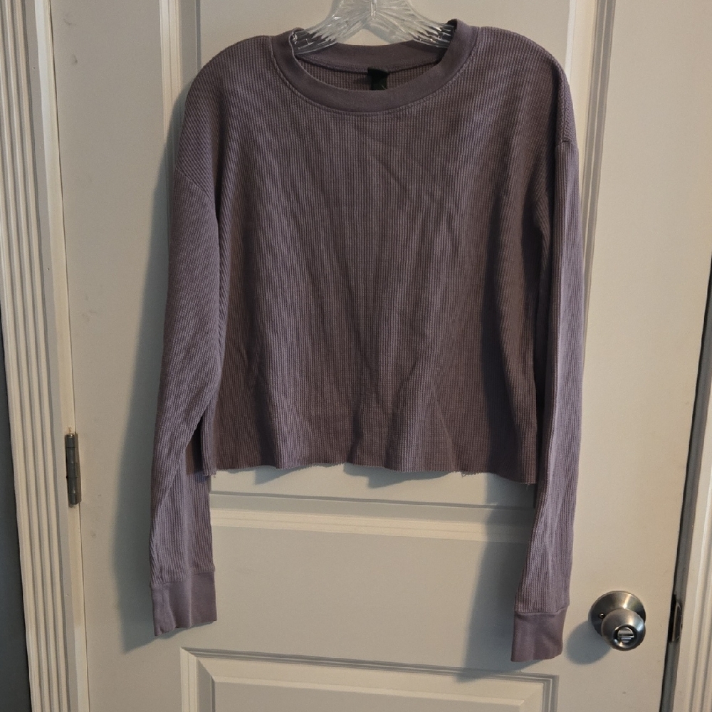 Lavender Ribbed Crop with Long Sleeves
